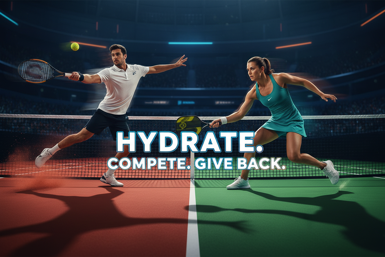 Hydrate. Compete. Give Back. Hero Image
